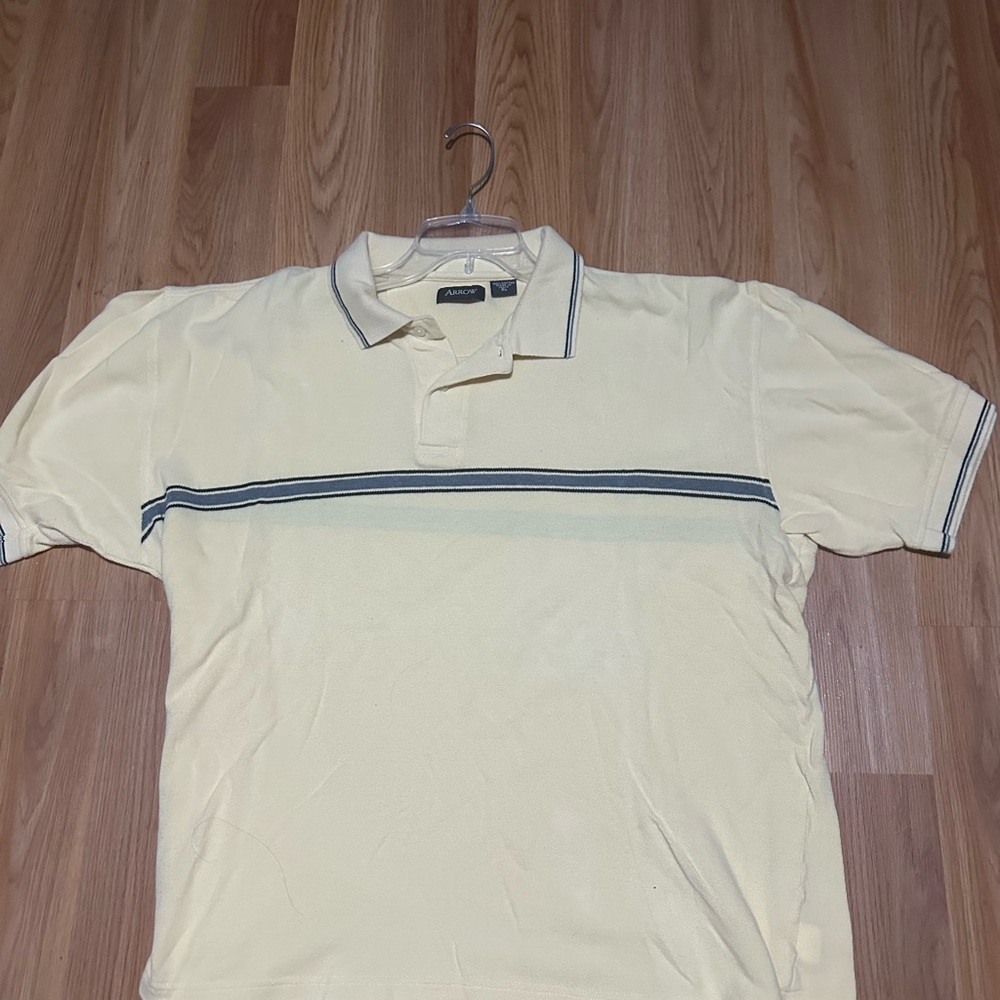 Arrow Polo Shirt Men's XL Short Sleeve Yellow Striped Casual